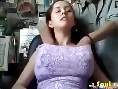 Indian girl big boobs pressed in shop